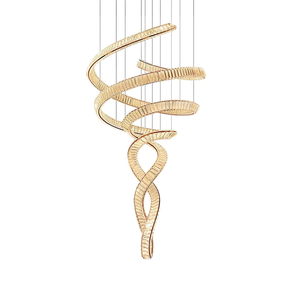 Tall Twisting Glass Staircase Chandelier-Chandelier-Manorlights