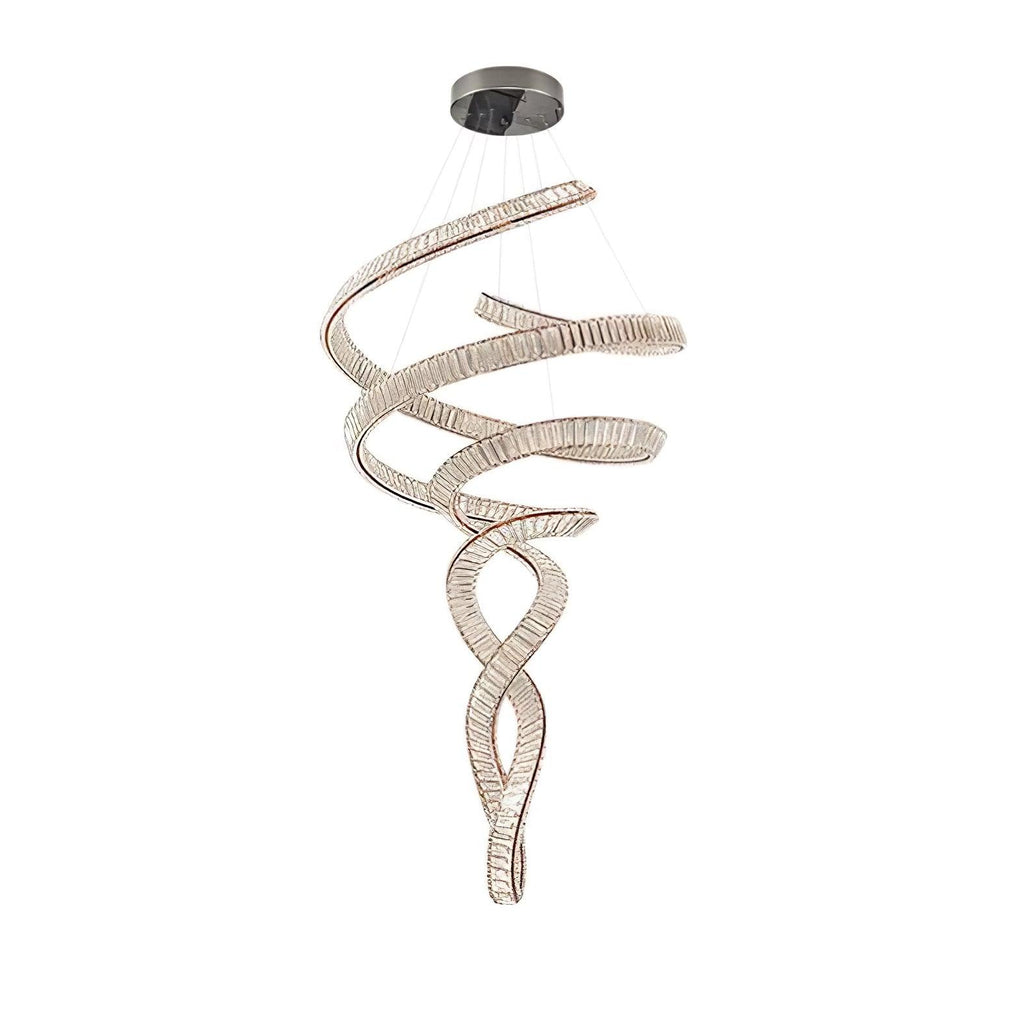 Tall Twisting Glass Staircase Chandelier-Chandelier-Manorlights