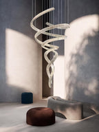 Tall Twisting Glass Staircase Chandelier-Chandelier-Manorlights