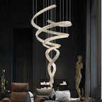 Tall Twisting Glass Staircase Chandelier-Chandelier-Manorlights