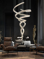 Tall Twisting Glass Staircase Chandelier-Chandelier-Manorlights