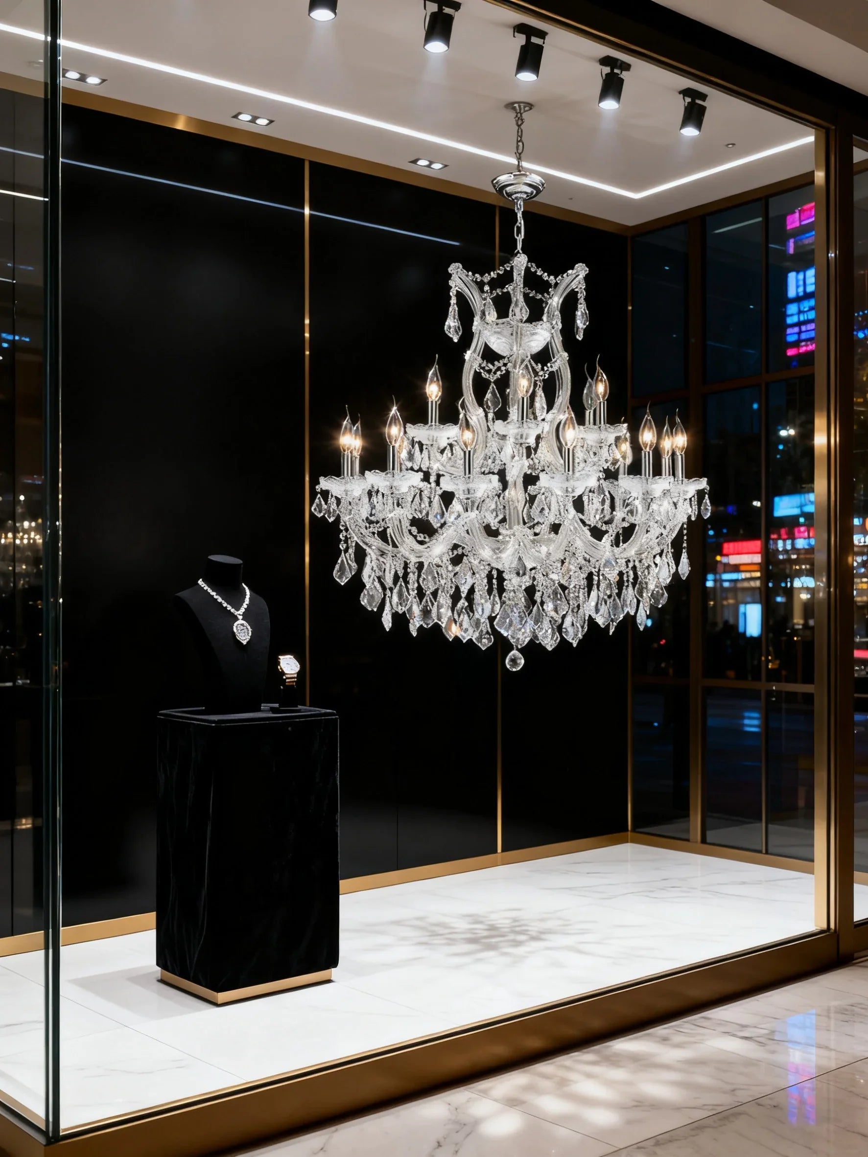 33'' Wide Chrome Chandelier 19 Lights Maria Theresa Crystal Chandelier for Dining Room MT01L19C-吊灯-Manorlights