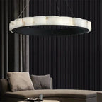 Alabaster Black Round Chandelier-Chandelier-Manorlights