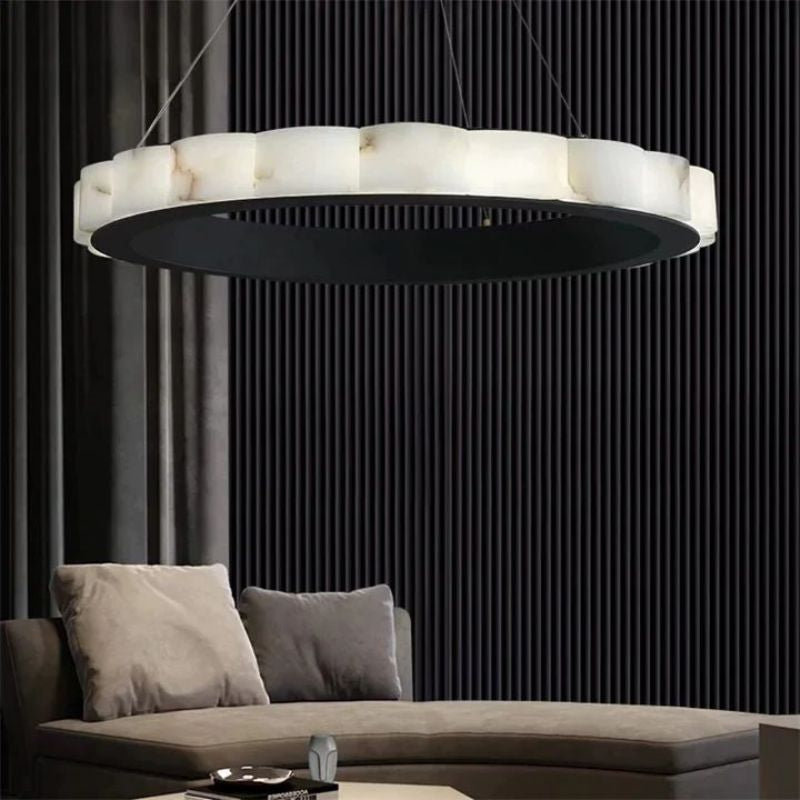 Alabaster Black Round Chandelier-Chandelier-Manorlights