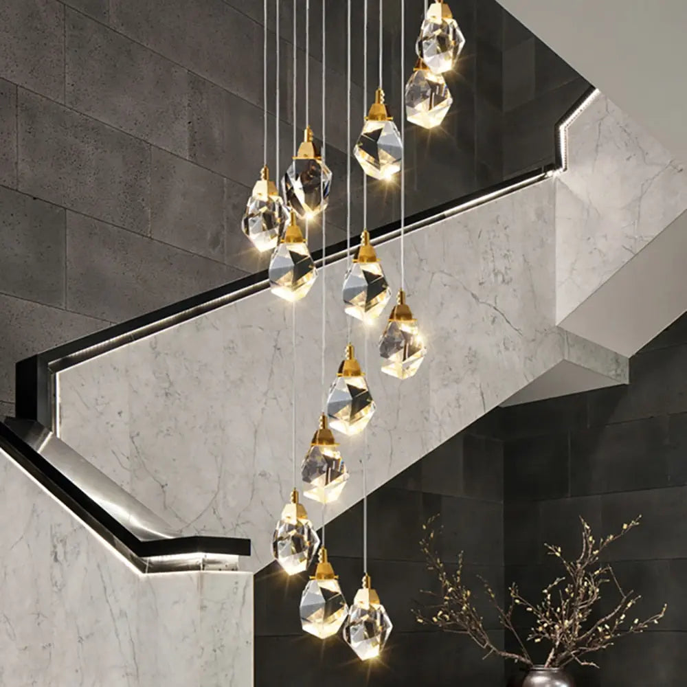 Eve Modern Crystal Chandelier for Staircase-Manorlights