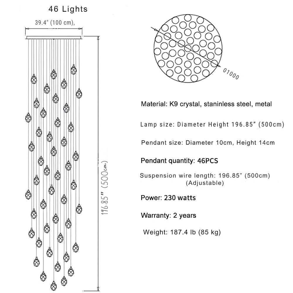 Eve Modern Crystal Chandelier for Staircase-Manorlights