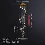 Eve Modern Crystal Chandelier for Staircase-Manorlights