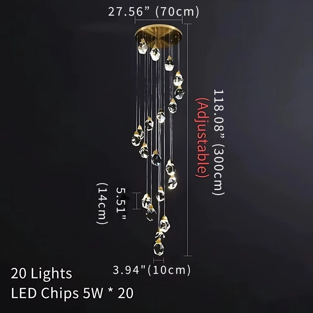 Eve Modern Crystal Chandelier for Staircase-Manorlights