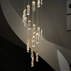 Modern Gold Long Crystal Hanging Light Fixture for Staircase for high ceiling staircase and foyer lighting