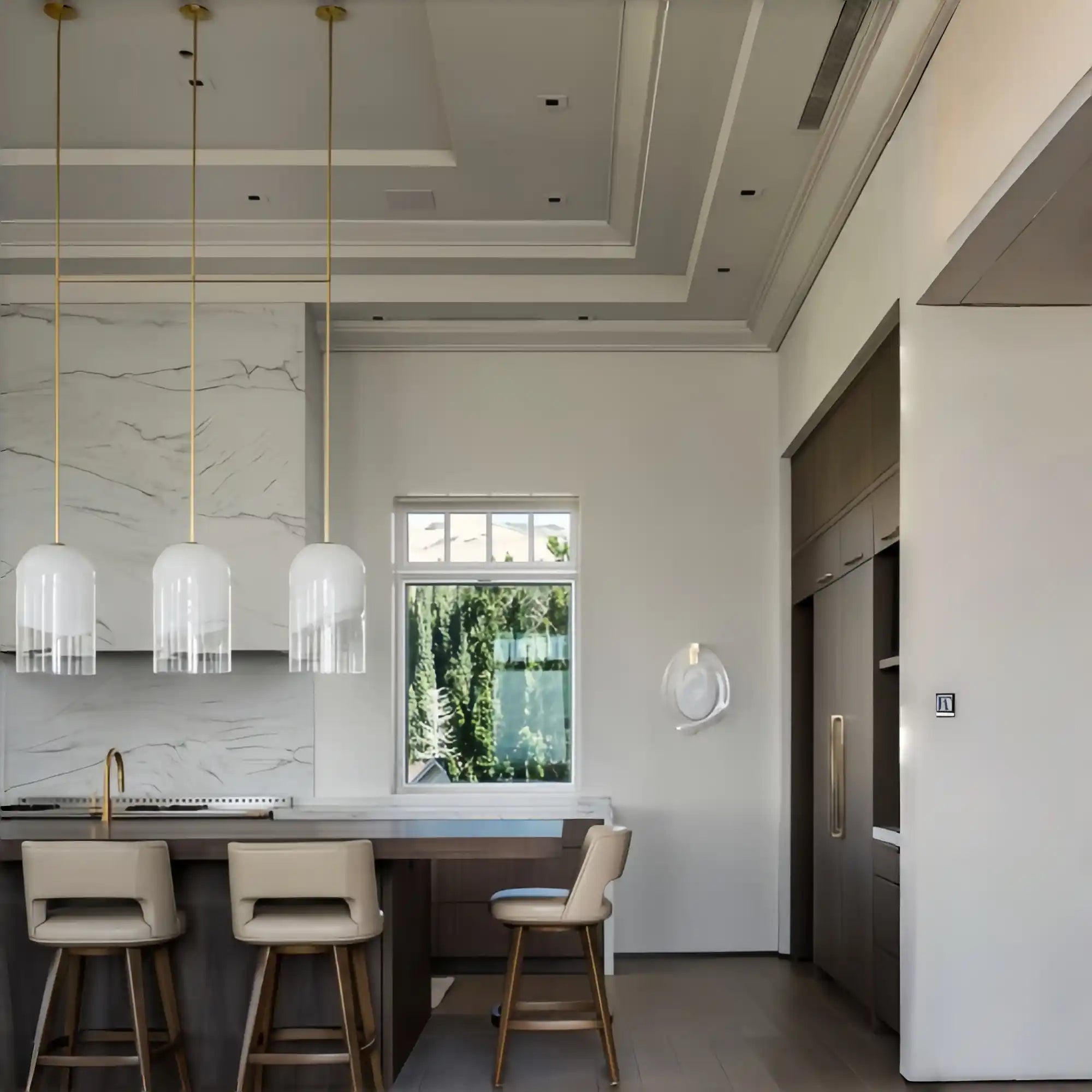 Modern Minimalist Brass Glass Pendant Light for Kitchen Island/Bedroom/Dining Room-Manorlights