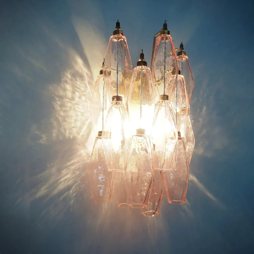 Murano Poliedri Pink Glass Wall Sconces