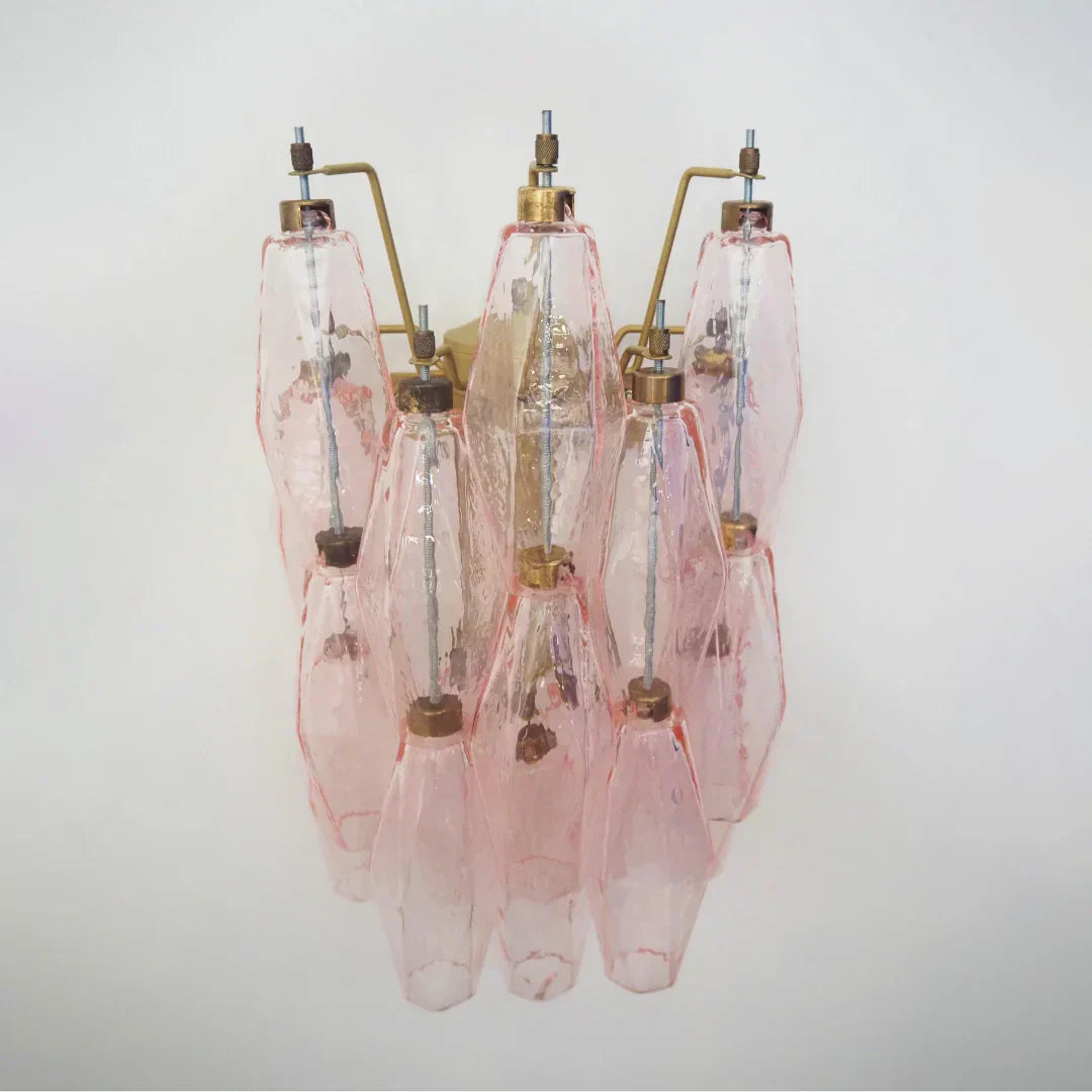 Murano Poliedri Pink Glass Wall Sconces