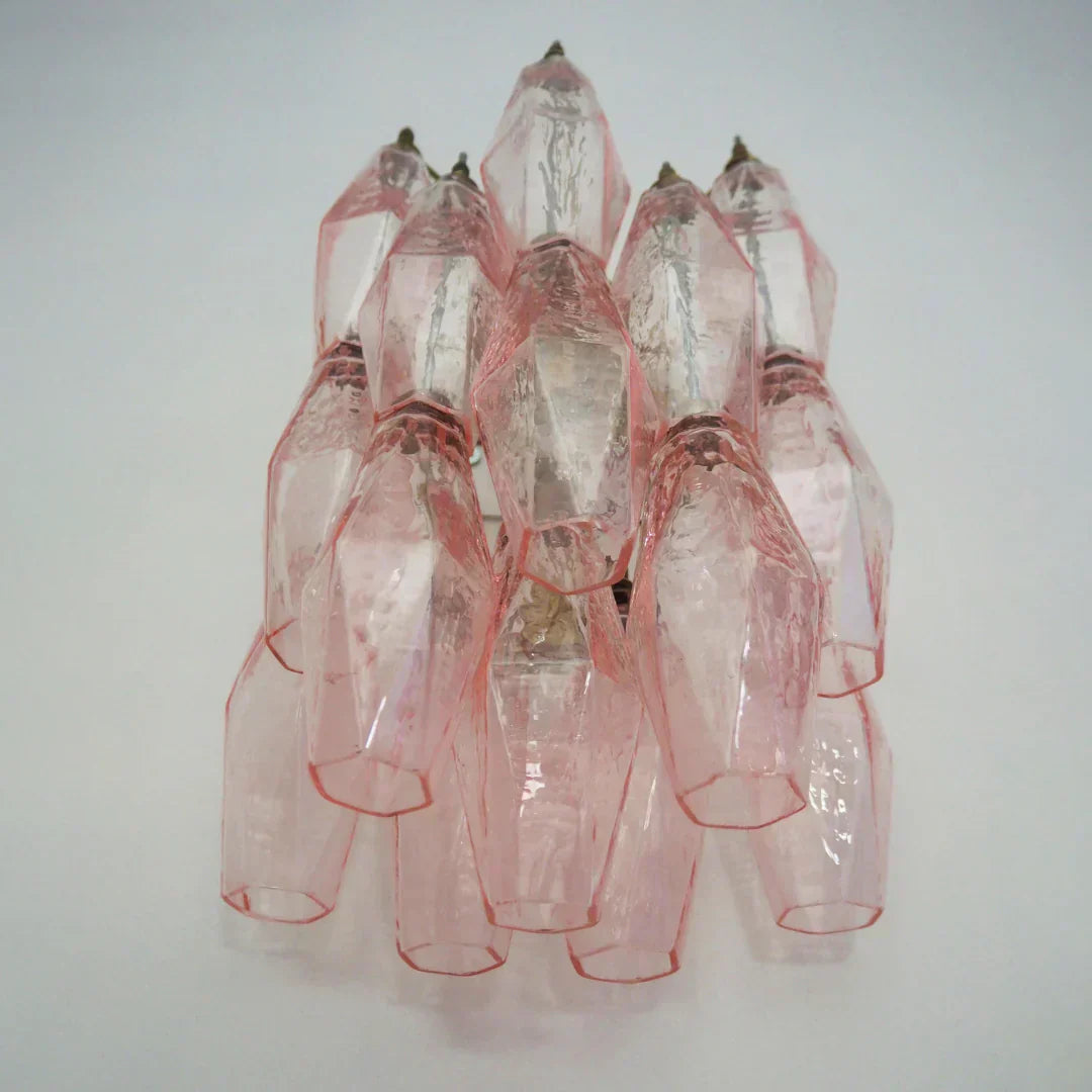 Murano Poliedri Pink Glass Wall Sconces