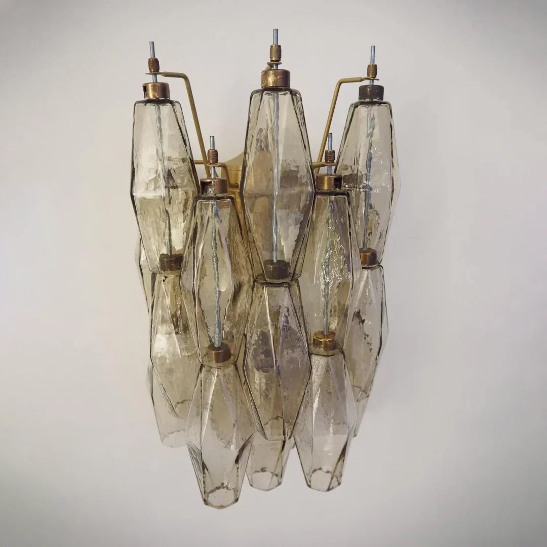 Murano Poliedri Smoked Glass Wall Sconces 9.8"
