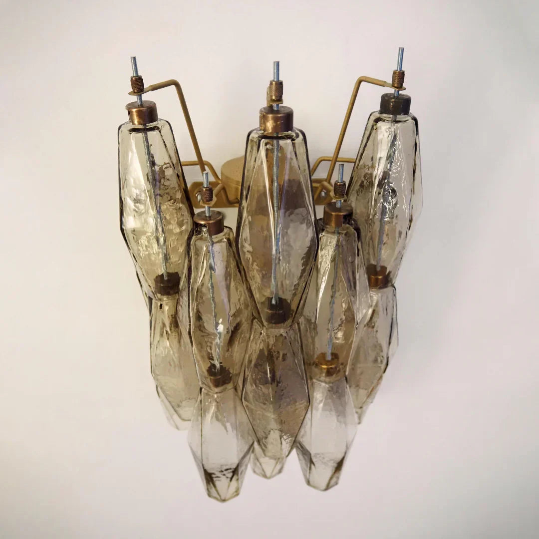 Murano Poliedri Smoked Glass Wall Sconces 9.8"