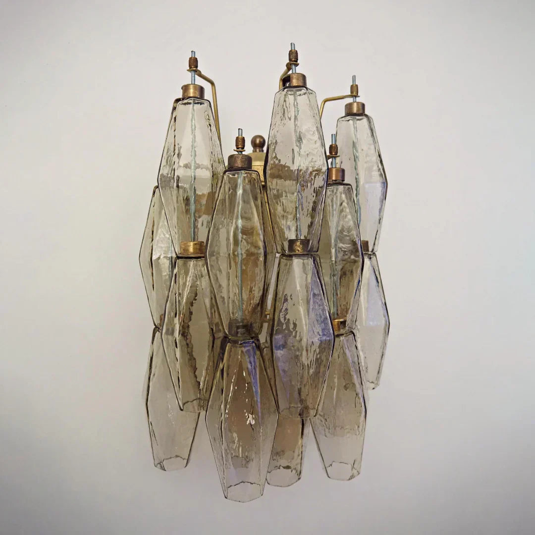 Murano Poliedri Smoked Glass Wall Sconces 9.8"