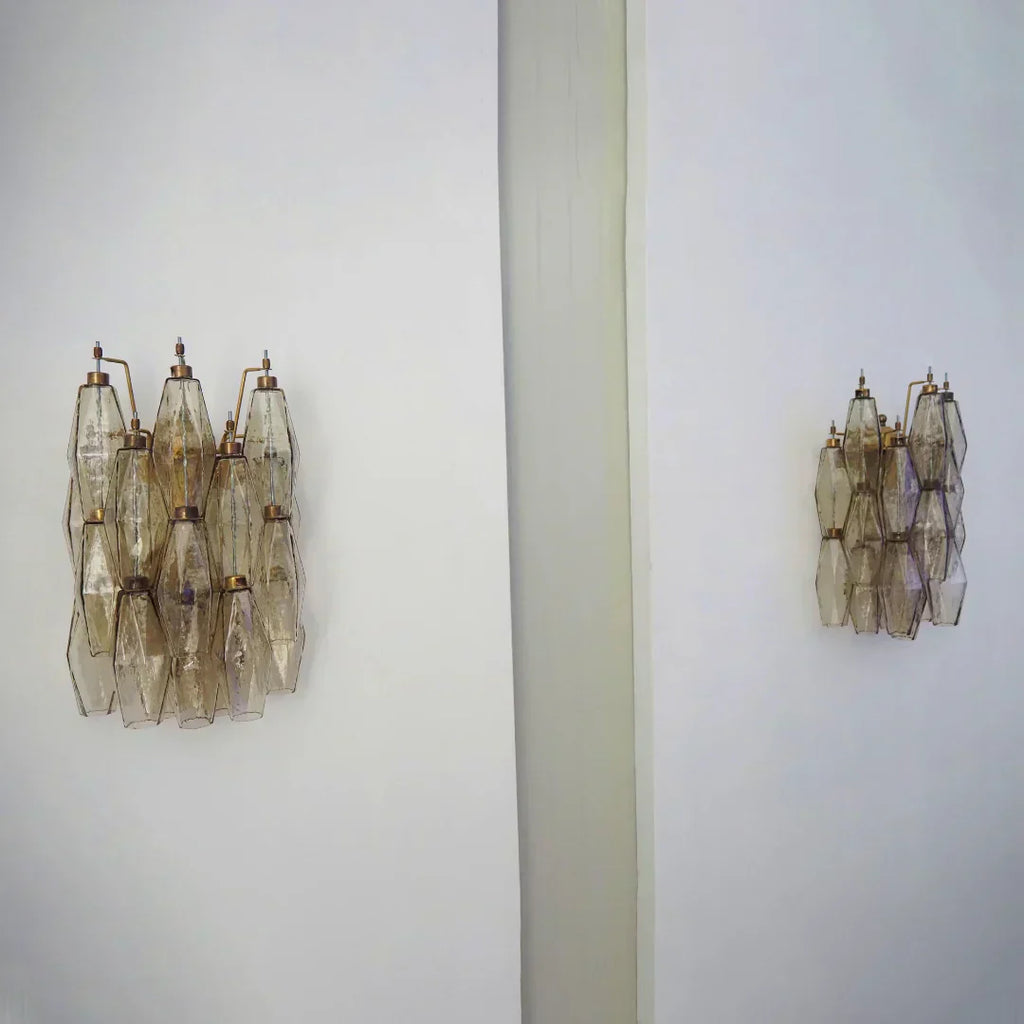 Murano Poliedri Smoked Glass Wall Sconces 9.8"-Wall Sconces-Manorlights