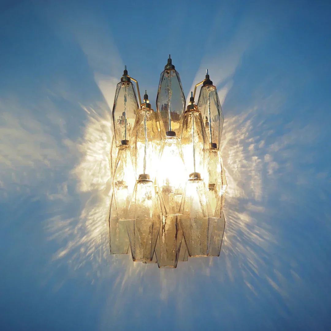 Murano Poliedri Smoked Glass Wall Sconces 9.8"
