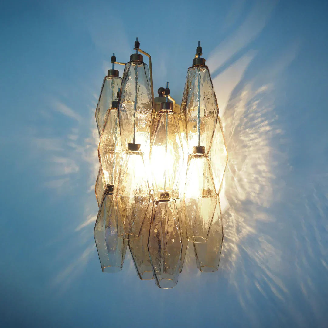 Murano Poliedri Smoked Glass Wall Sconces 9.8"