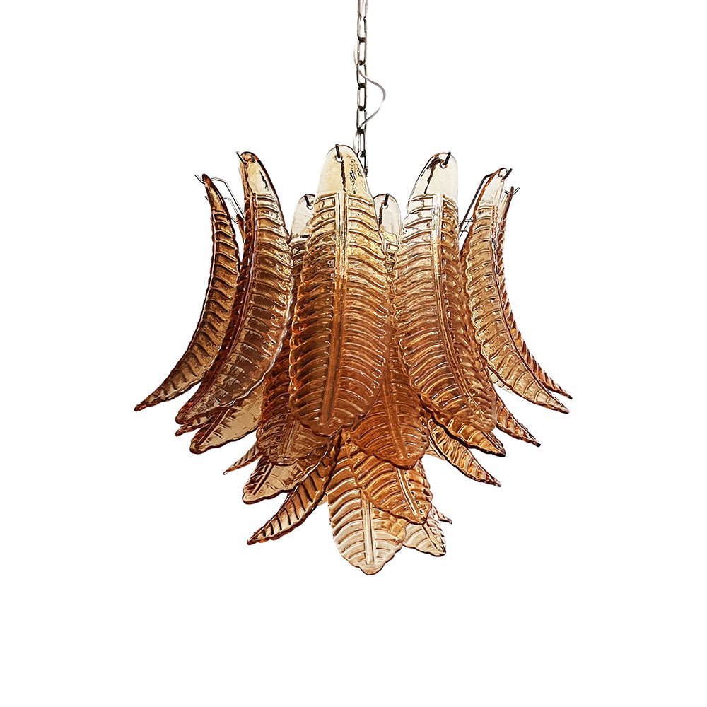 Amber Glass Leaf Chandelier Glass lighting by Manorlights