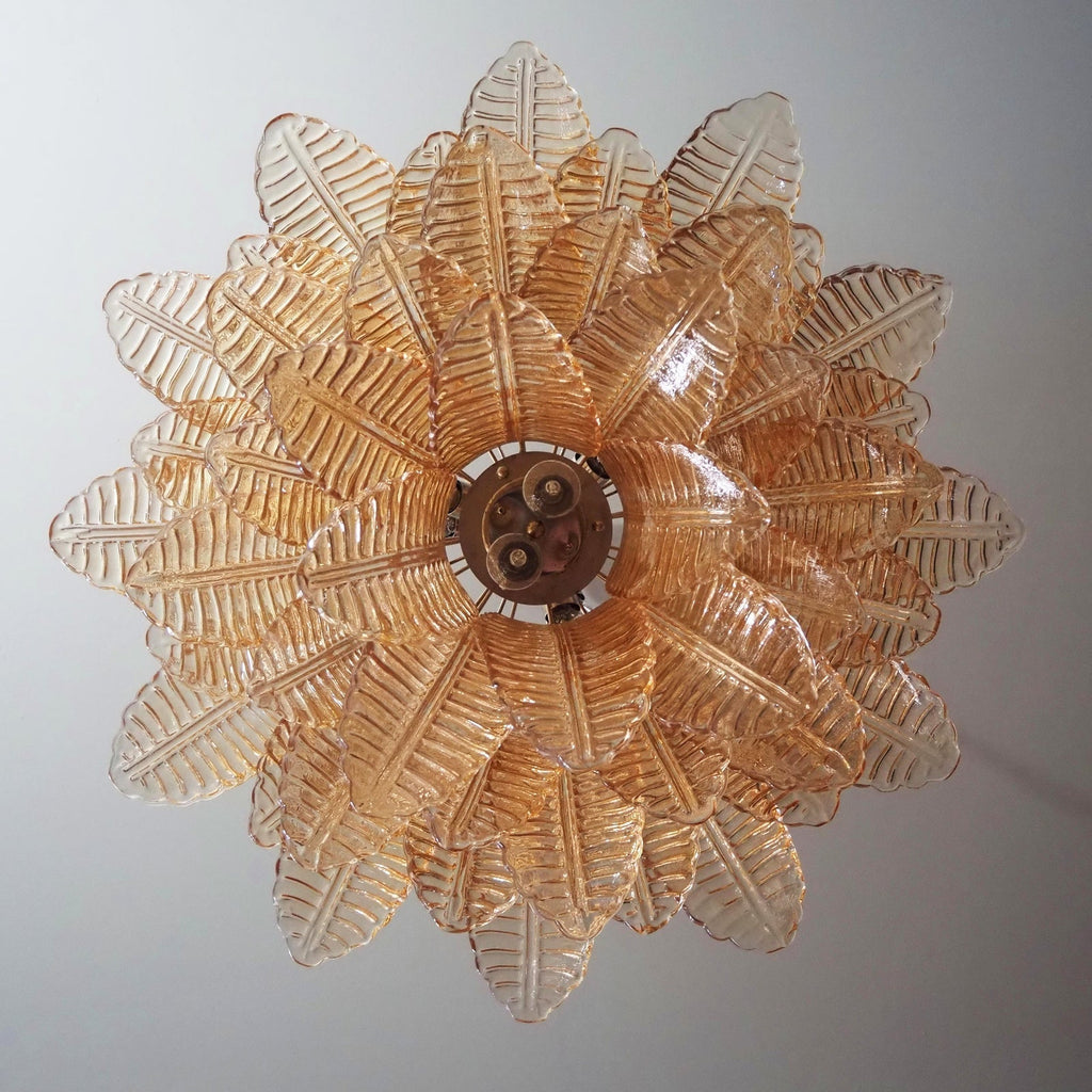 Amber Glass Leaf Chandelier Glass lighting by Manorlights