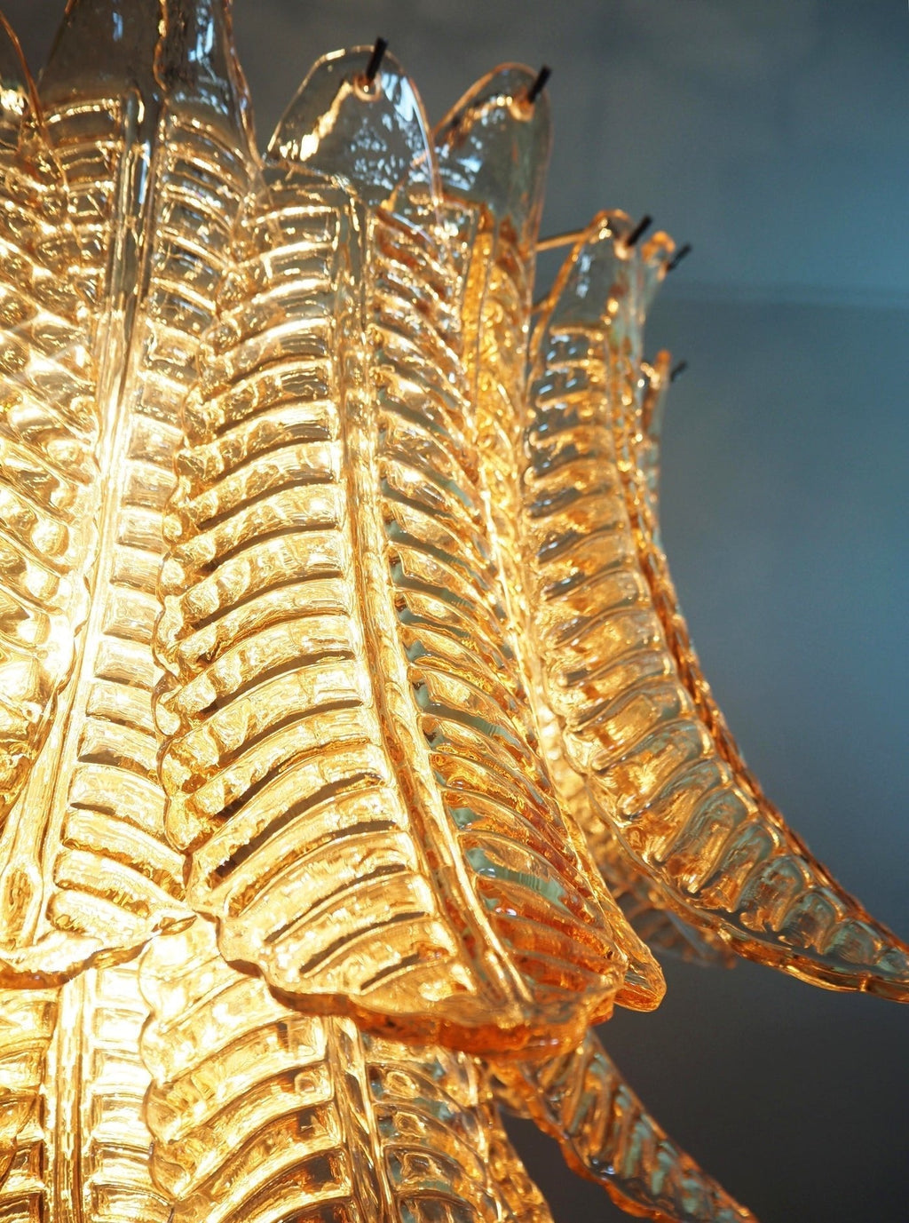 Amber Glass Leaf Chandelier Glass lighting by Manorlights