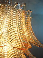 Amber Glass Leaf Chandelier Glass lighting by Manorlights