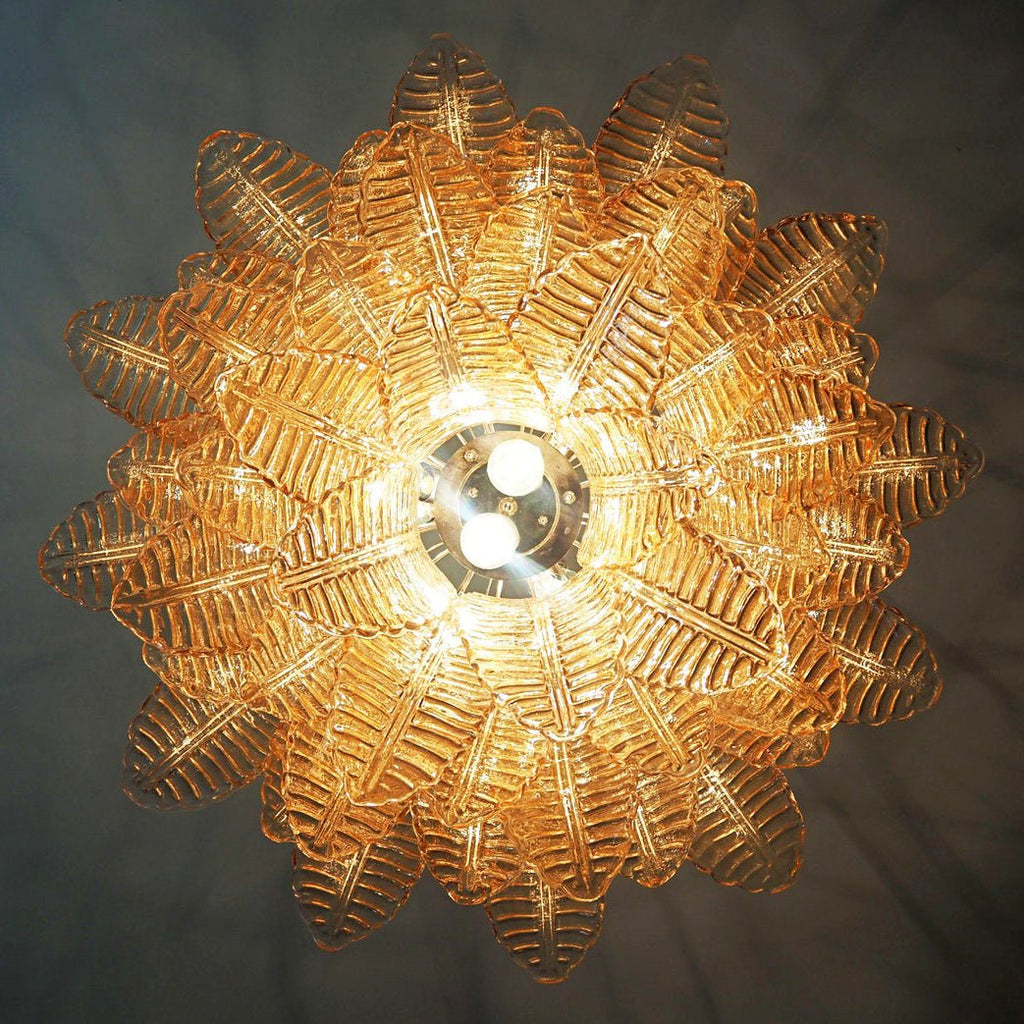 Amber Glass Leaf Chandelier Glass lighting by Manorlights