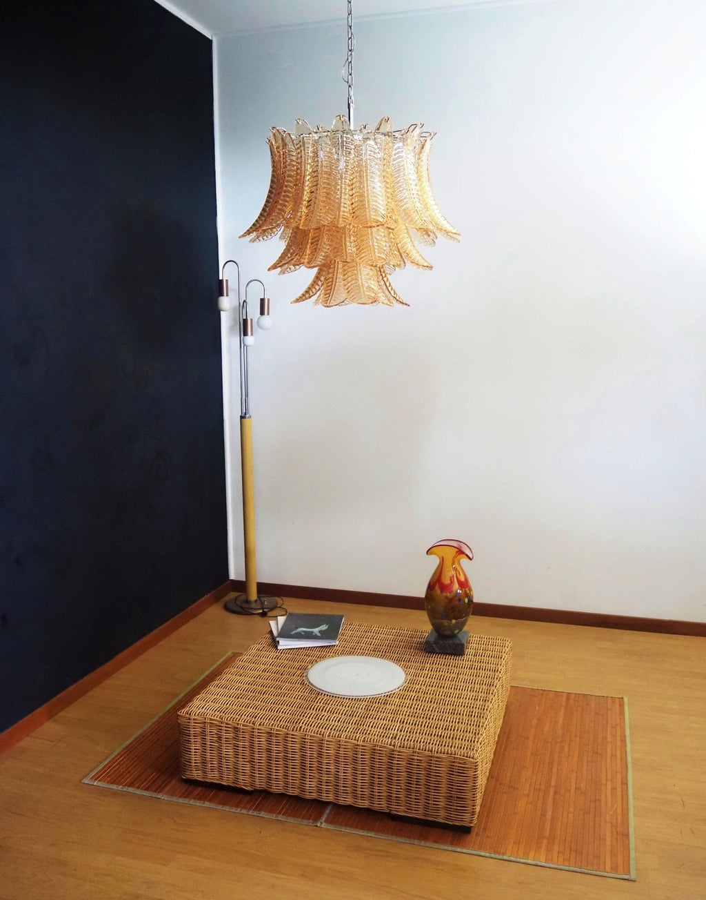 Amber Glass Leaf Chandelier Glass lighting by Manorlights