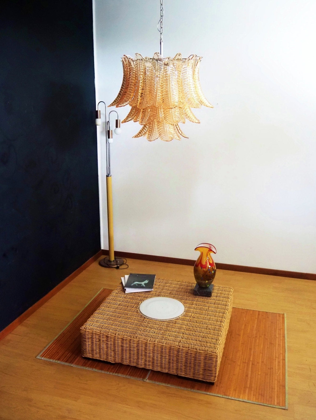 Amber Glass Leaf Chandelier Glass lighting by Manorlights