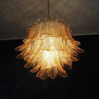 Amber Glass Leaf Chandelier Glass lighting by Manorlights