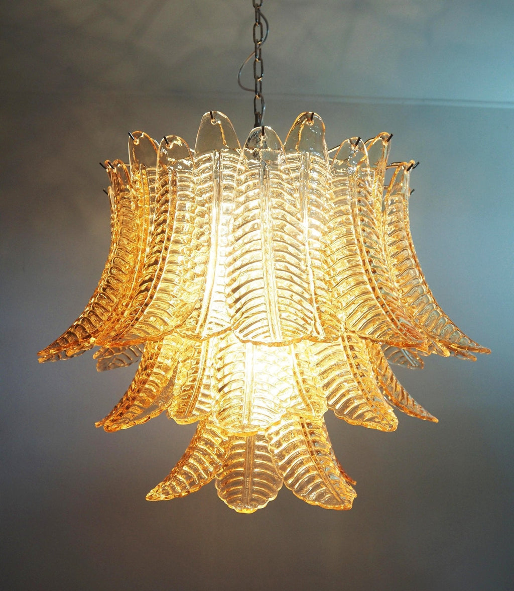 Amber Glass Leaf Chandelier Glass lighting by Manorlights