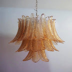 Amber Glass Leaf Chandelier Glass lighting by Manorlights