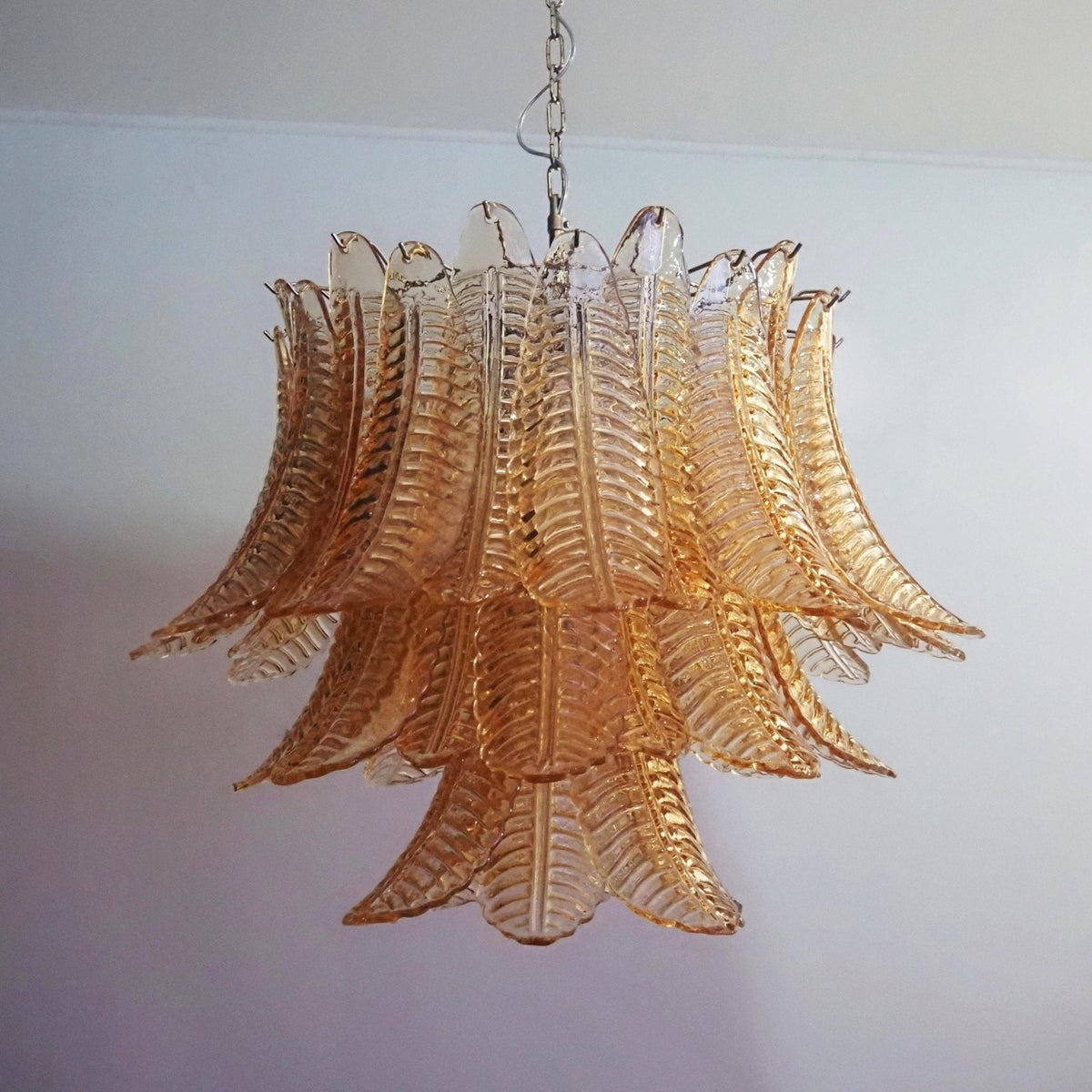 Amber Glass Leaf Chandelier Glass lighting by Manorlights