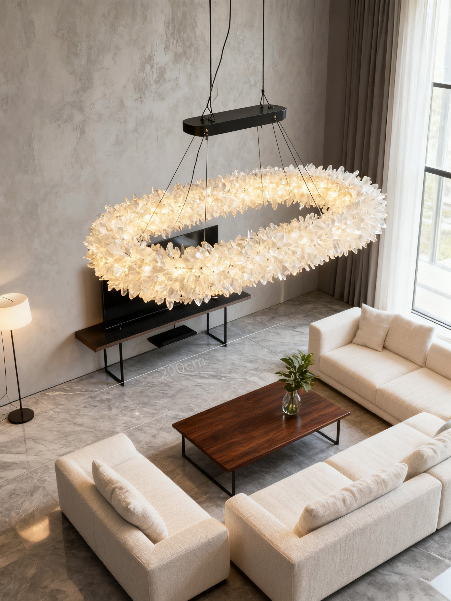 47'' Oval Modern Clear Geode Quartz Crystal Chandelier for Dining Room-现代灯-Manorlights