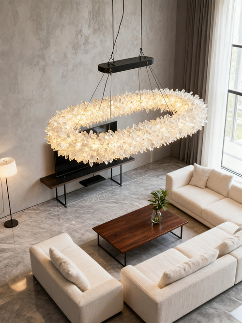47'' Oval Modern Clear Geode Quartz Crystal Chandelier for Dining Room-现代灯-Manorlights
