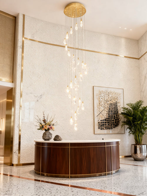 24 Rock Crystal Long-eggplants Modern Chandelier 138 Inch Long Staircase Chandelier-现代灯-Manorlights