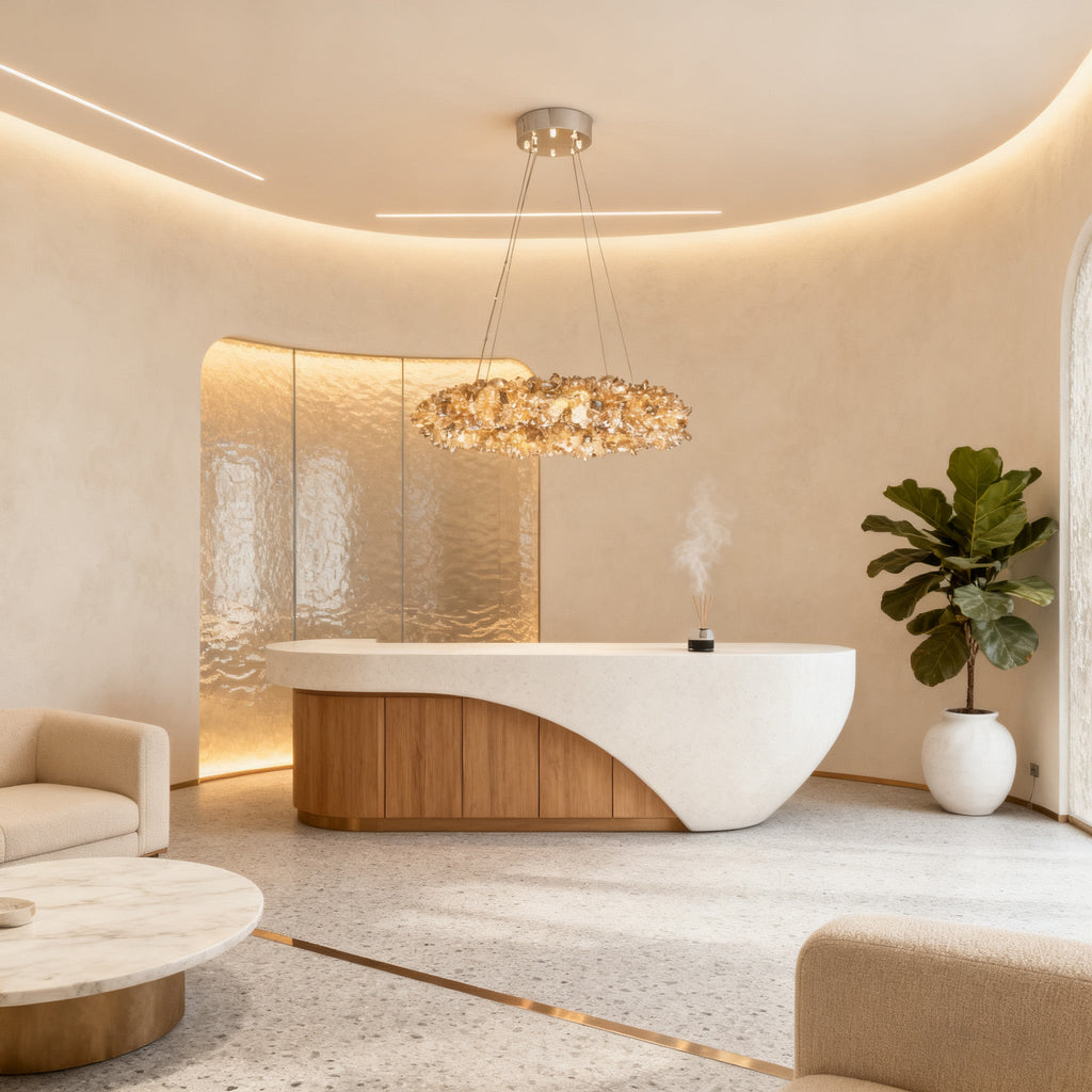 Multiple Size Modern Smoky Rock Crystal Halo LED Chandelier Pendant Light-现代灯-Manorlights