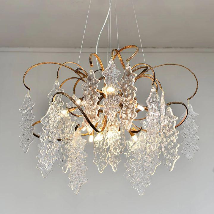 Niagara round brass and glass chandelier