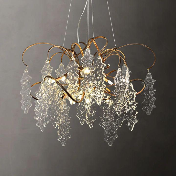 Niagara Modern Round Glass Chandelier – Brass