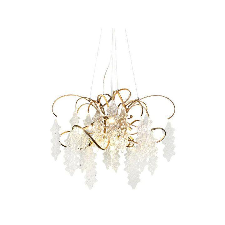 Niagara modern round glass chandelier in brass