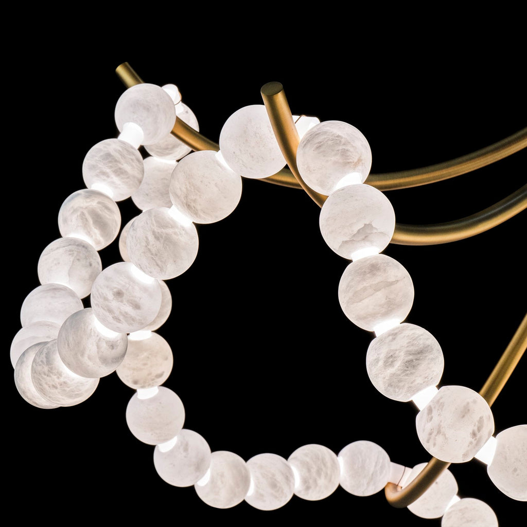 Natural Stone Illuminated Disc Chandelier-Chandelier-Manorlights