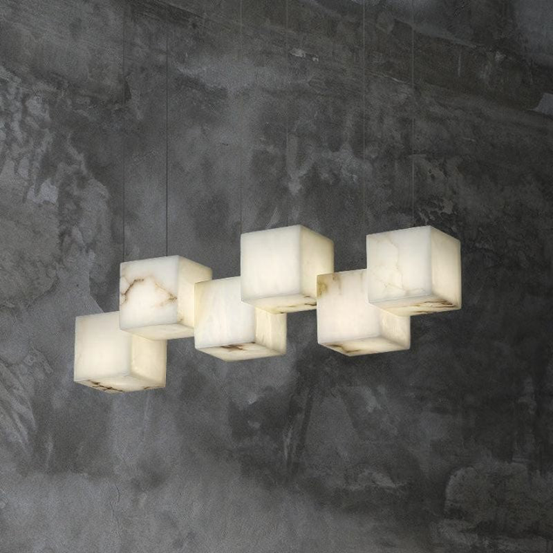 Alabaster Cubic Rectangular Chandelier-chandeliers for dining room,chandeliers for stairways,chandeliers for foyer,chandeliers for bedrooms,chandeliers for kitchen,chandeliers for living room-Manorlights