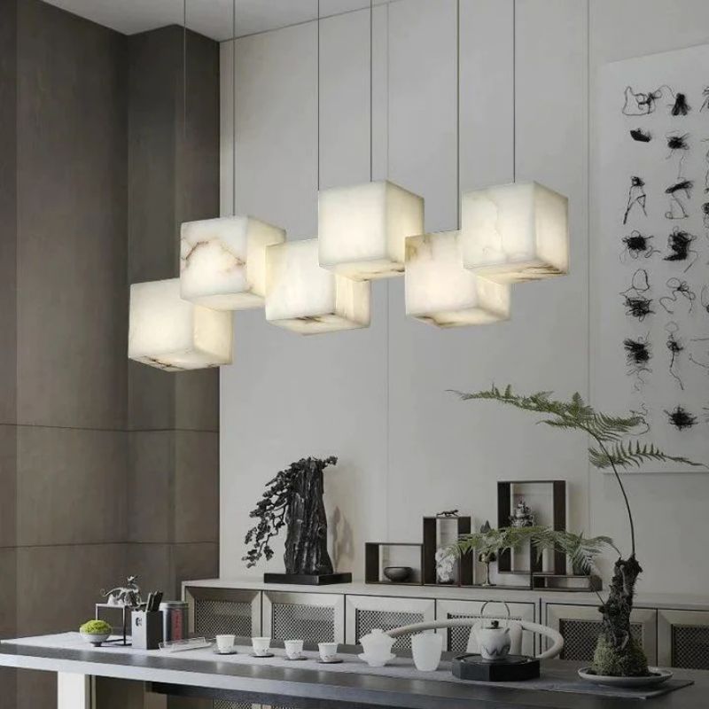 Alabaster Cubic Rectangular Chandelier-chandeliers for dining room,chandeliers for stairways,chandeliers for foyer,chandeliers for bedrooms,chandeliers for kitchen,chandeliers for living room-Manorlights