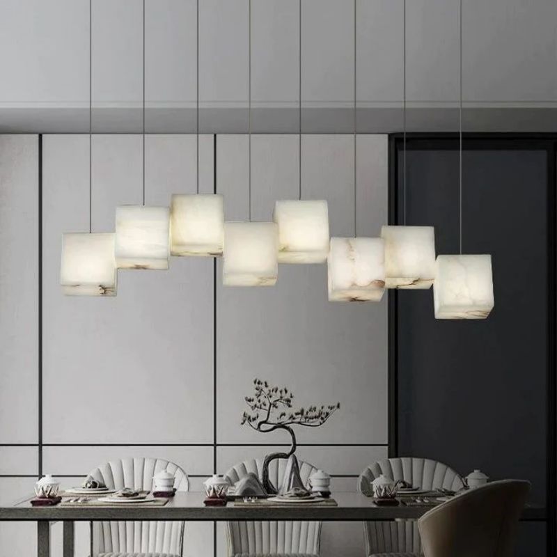 Alabaster Cubic Rectangular Chandelier-chandeliers for dining room,chandeliers for stairways,chandeliers for foyer,chandeliers for bedrooms,chandeliers for kitchen,chandeliers for living room-Manorlights