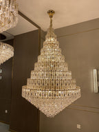 Oversized Multi-layers Honeycomb Luxury Crystal Chandelier in Gold Finish for Big Hallway/Foyer/Entryway-Manorlights