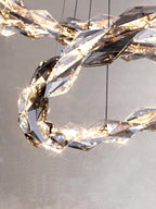 Oversized Multi-Tiered Rings Crystal Chandelier Modern Clear and Grey Crystal Ceiling Light Fixture For Staircase/Foyer/Hallway/Entryway