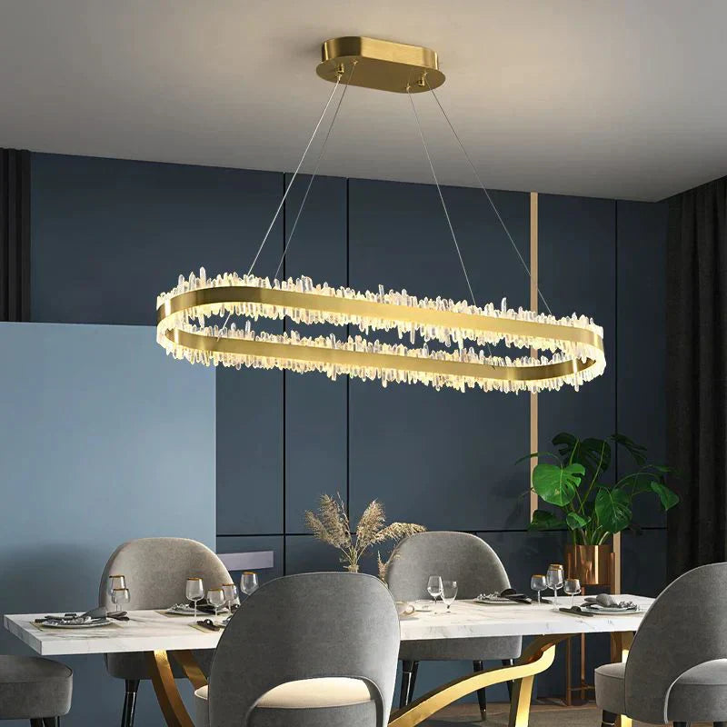 Modern 47 Inch Linear Chandelier Modern Quartz Crystal Chandelier for Dining Room-Chandelier-Manorlights
