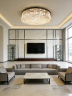 60 Inch Round Big Modern Flush Mounted Chandelier Light for Low Ceiling Rooms-大吊灯-Manorlights