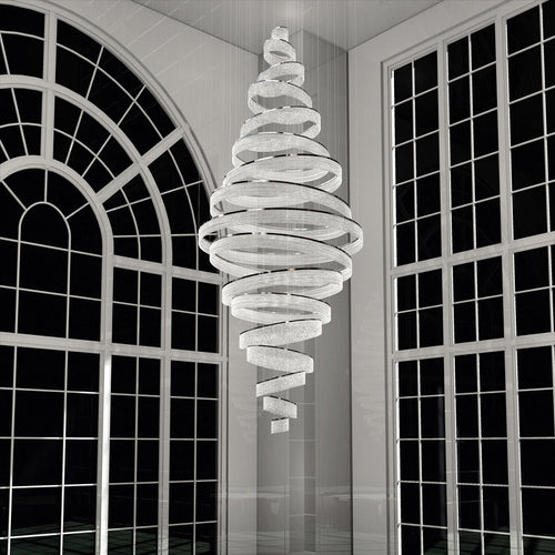 17 Crystal Rings Pendant Light 71X216 Inch Spiral Staircase Chandelier for High Ceilings-大吊灯-Manorlights